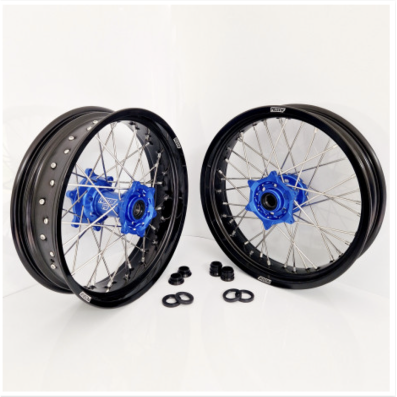 Paire de roues Supermoto TM 17X3.50-17X4.25  Bleu/Noir